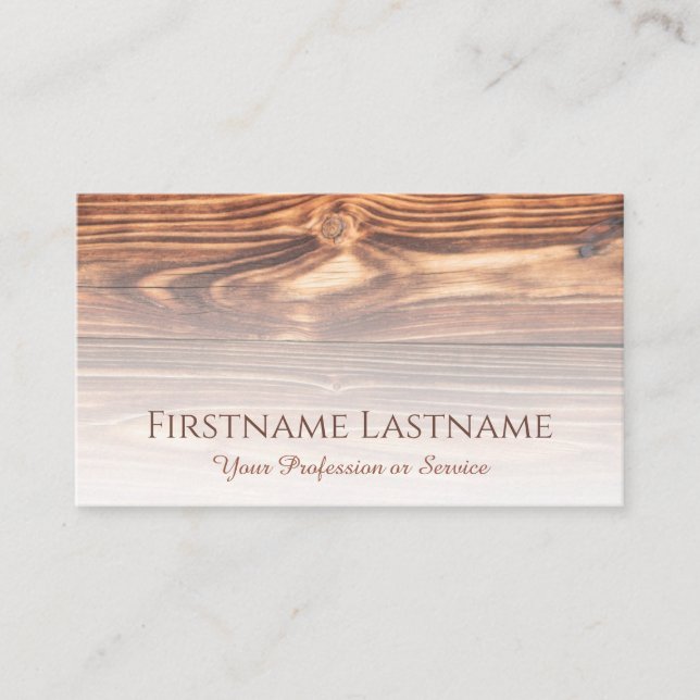 Tarjeta De Visita Diseño interior de madera orgánica 100% natural (Anverso)