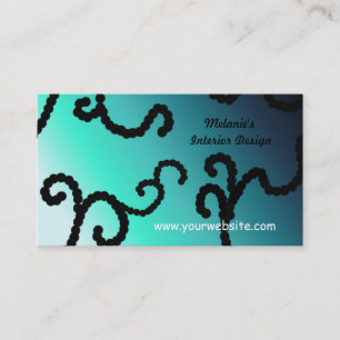 Tarjeta De Visita Diseño interior elegante en azul y negro