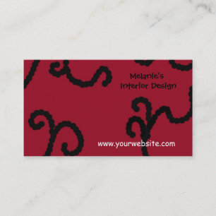 Tarjeta De Visita Diseño interior elegante en rojo y negro