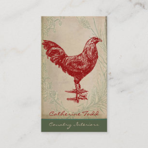 Tarjeta De Visita Diseño interior elegante lamentable del gallo roj