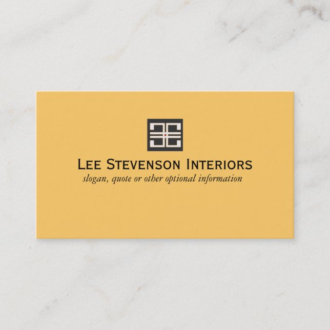 Tarjeta De Visita Diseño interior geométrico elegante amarillo (Anverso)
