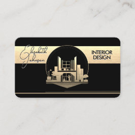 Tarjeta De Visita Diseño interior o logotipo de arquitecto Negro y O