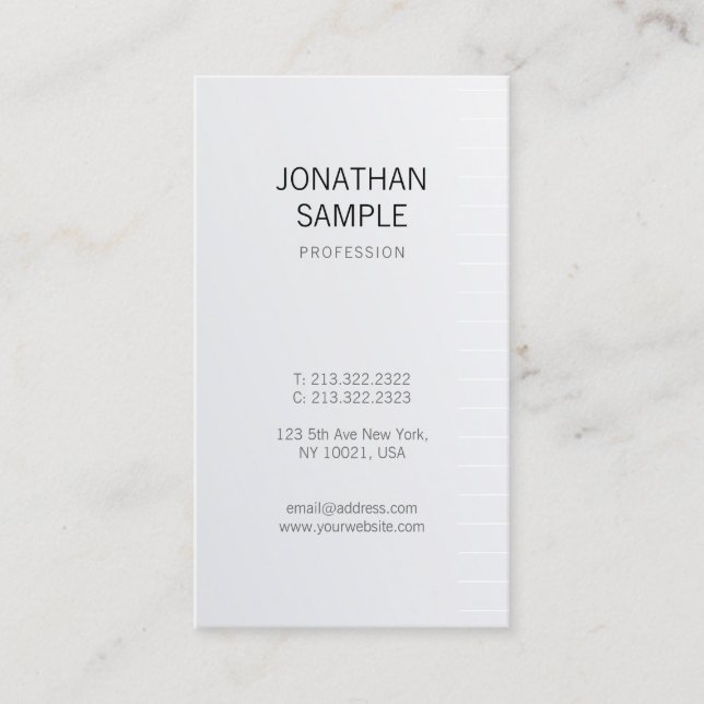 Tarjeta De Visita Diseño limpio moderno Glamour Plata Glamour Lujo a (Anverso)