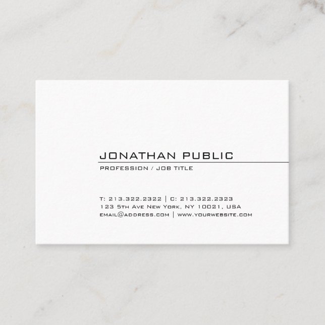 Tarjeta De Visita Diseño limpio profesional Guay Moderno Elegante (Anverso)