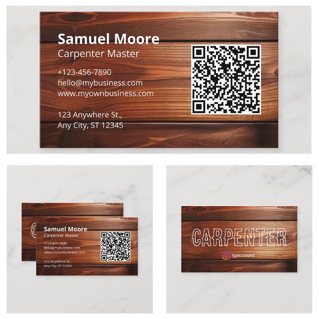 Tarjeta De Visita Diseño Maestro Carpintero Trabajos de Carpintería  (Carpenter Master Design Woodworking Professional Business Card
)