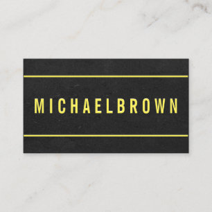 Tarjeta De Visita Diseño Masculino Minimalista con Texto Amarillo so