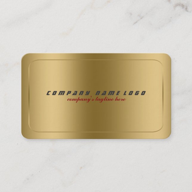 Tarjeta De Visita Diseño metálico Faux Gold simple 2 (Anverso)