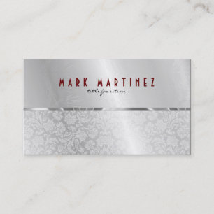 Tarjeta De Visita Diseño metálico gris plateado y damasquetes - Mono