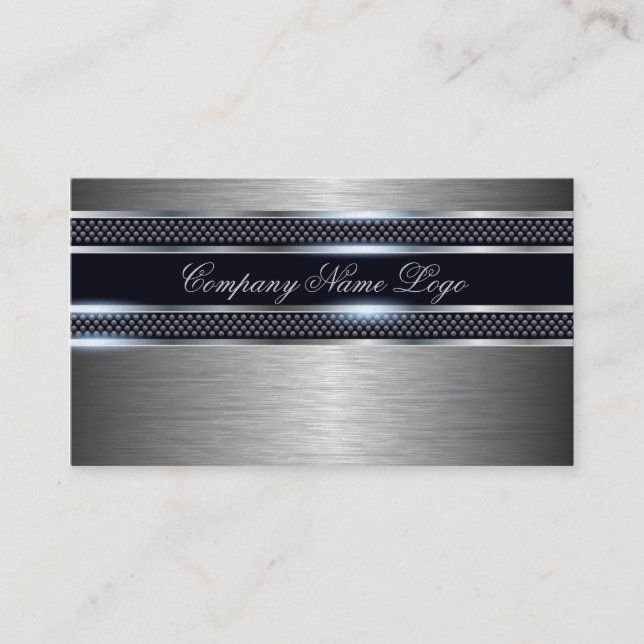 Tarjeta De Visita Diseño metálico negro y gris Aspecto de aluminio c (Anverso)