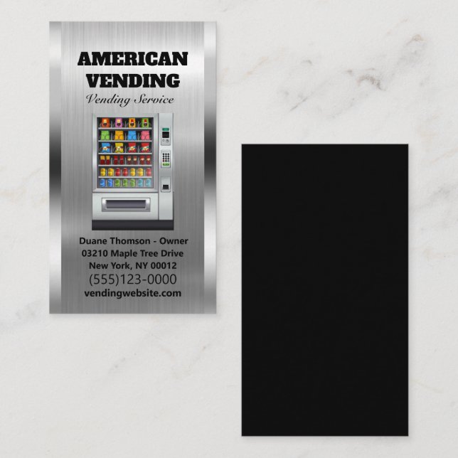 Tarjeta De Visita Diseño Metalizado del vendedor de aperitivos de co (Anverso / Reverso)