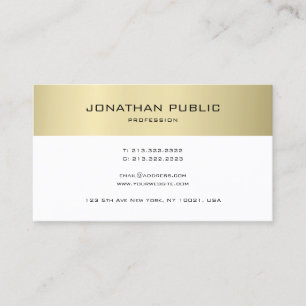 Tarjeta De Visita Diseño minimalista moderno de aspecto dorado