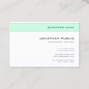 Tarjeta De Visita Diseño Minimalista moderno Elegante Mint Green