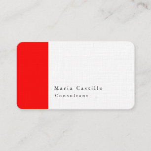 Tarjeta De Visita Diseño minimalista moderno elegante simple Rojo Bl