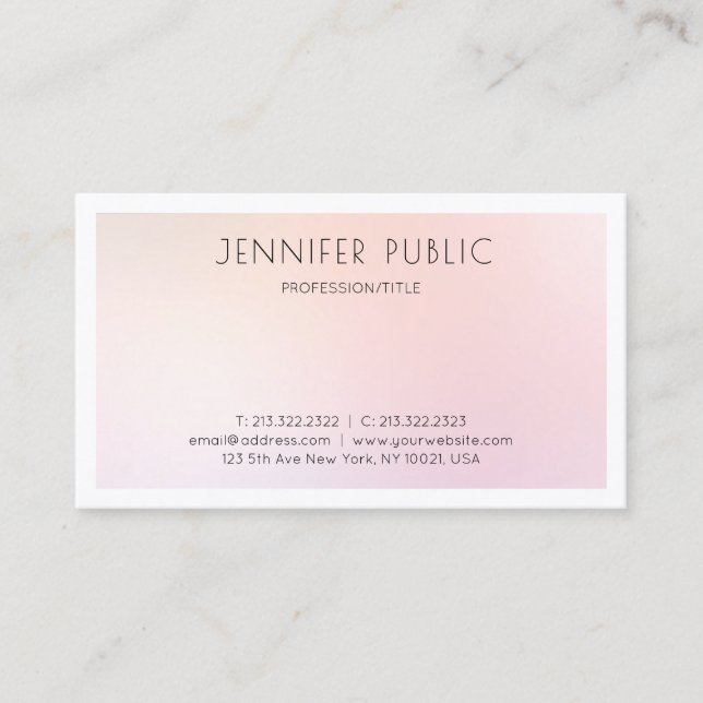 Tarjeta De Visita Diseño Minimalista profesional Elegante Lujo (Anverso)