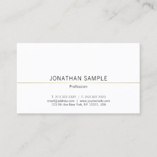 Tarjeta De Visita Diseño Minimalista profesional Gold Plain Luxury
