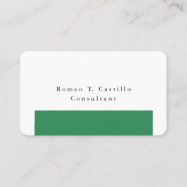 Tarjeta De Visita Diseño Minimalista verde verde del mar elegante