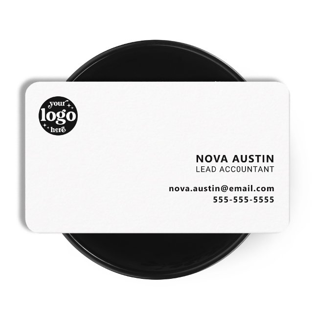 Tarjeta De Visita Diseño minimo blanco simple profesional con logoti (Subido por el creador)