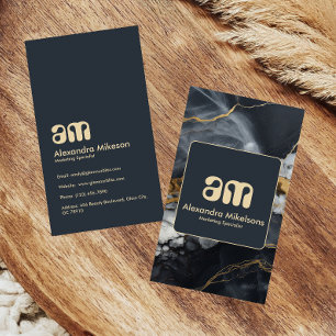 Tarjeta De Visita Diseño Mínimo de Oro Negro Chic