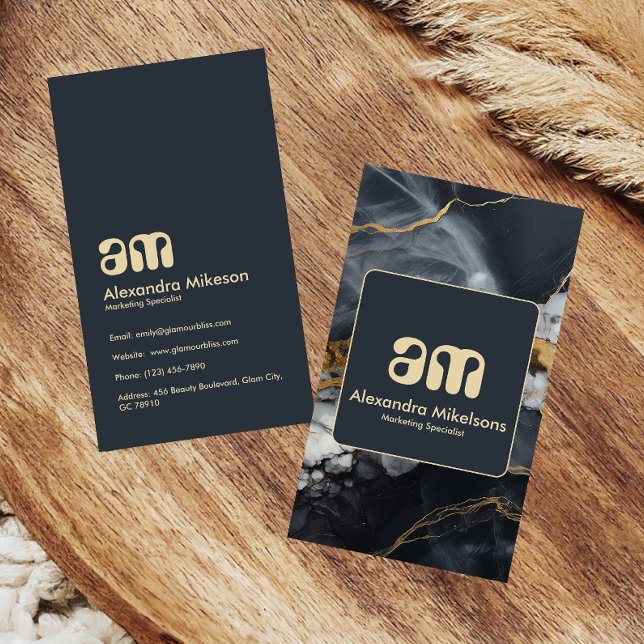 Tarjeta De Visita Diseño Mínimo de Oro Negro Chic (Subido por el creador)