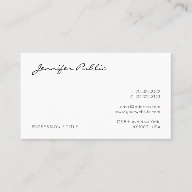 Tarjeta De Visita Diseño minimo moderno y elegante personalizado (Anverso)