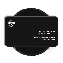Tarjeta De Visita Diseño minimo negro profesional con logotipo
