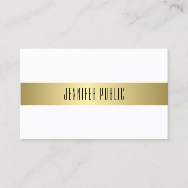 Tarjeta De Visita Diseño moderno con estilo dorado y elegante planic (Anverso)