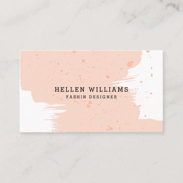 Tarjeta De Visita Diseño moderno con pinceles rosa pastel (Anverso)