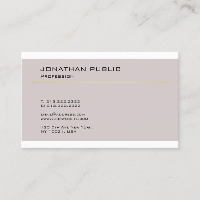 Tarjeta De Visita Diseño moderno creativo Sleek Plain Professional (Anverso)