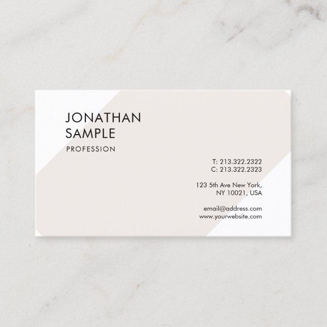 Tarjeta De Visita Diseño moderno creativo Sleek Plain Professional (Anverso)