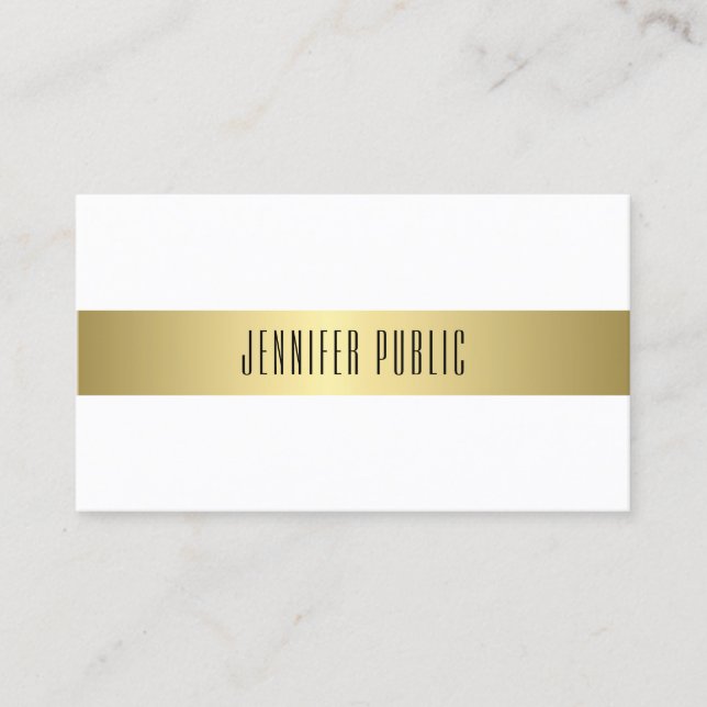 Tarjeta De Visita Diseño moderno de estilo dorado liso y atractivo (Anverso)