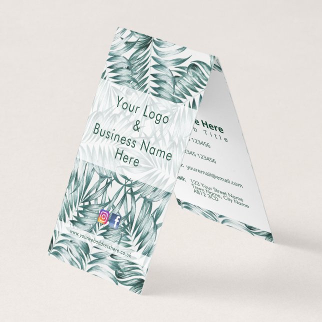 Tarjeta De Visita Diseño moderno de hojas de helecho verde (Anverso)