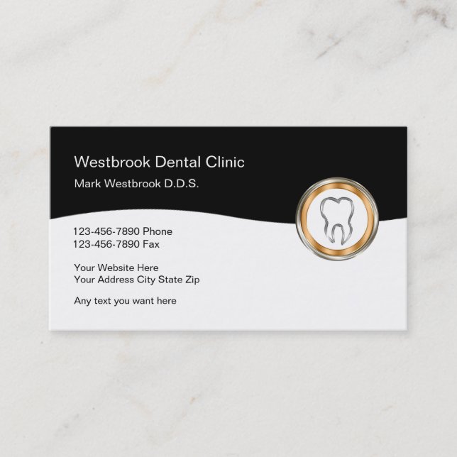 Tarjeta De Visita Diseño moderno de la oficina de dentista clásica (Anverso)