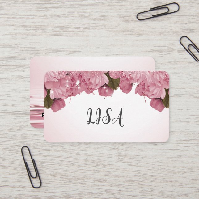 Tarjeta De Visita Diseño moderno de rosas rosas rosas (Anverso/Reverso In Situ)