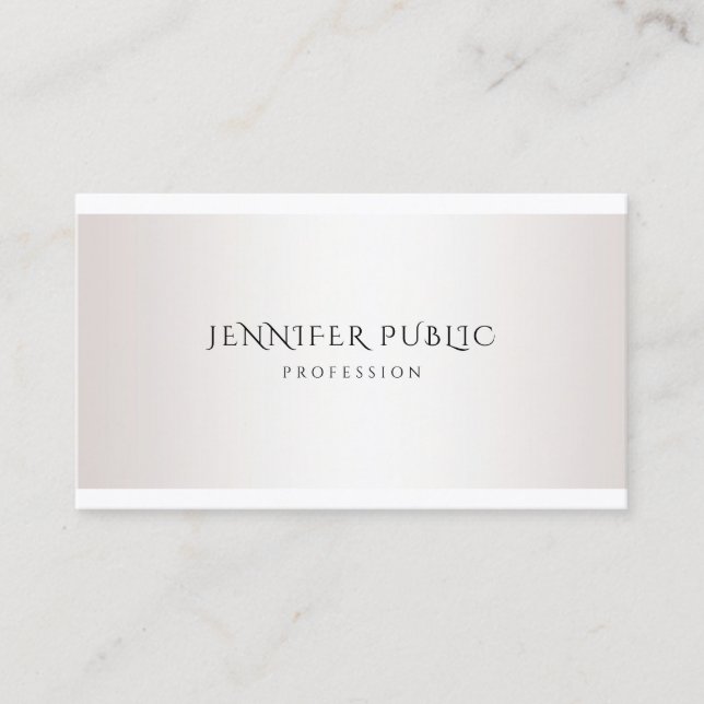 Tarjeta De Visita Diseño moderno Elegante Faux Silver Simple Plantil (Anverso)