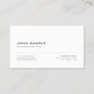 Tarjeta De Visita Diseño moderno elegante minimalista blanco liso