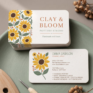 Tarjeta De Visita Diseño moderno personalizado de flores de girasol 