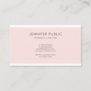 Tarjeta De Visita Diseño moderno Pink Profesional Glamoroso Llanura