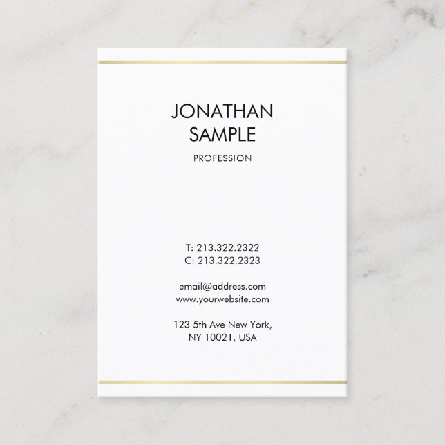 Tarjeta De Visita Diseño moderno sencillo creativo profesional Gold (Anverso)