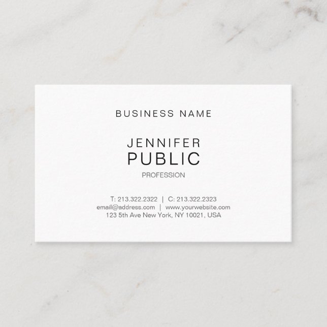 Tarjeta De Visita Diseño moderno sencillo sofisticado de moda simple (Anverso)