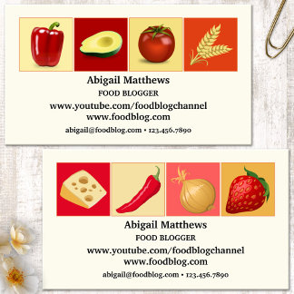 Tarjeta De Visita Diseño moderno simple para bloguero de comida