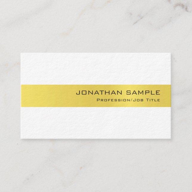 Tarjeta De Visita Diseño moderno sofisticado oro blanco de lujo (Anverso)