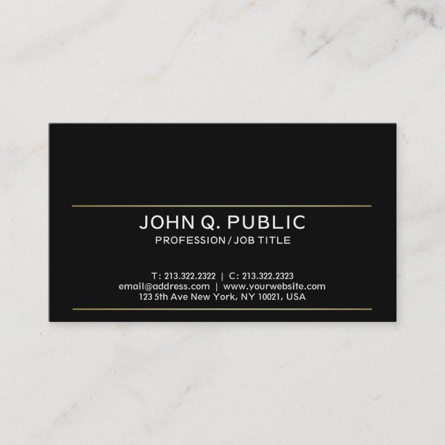 Tarjeta De Visita Diseño moderno y elegante Bandas de oro de diseño  (Anverso)