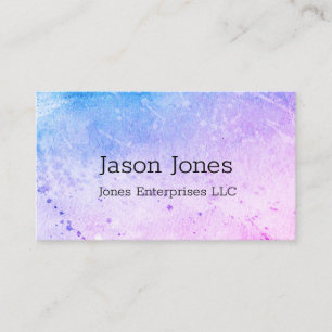 Tarjeta De Visita diseño moderno y elegante de acuarela azul y viole