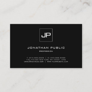 Tarjeta De Visita Diseño Monograma blanco negro profesional