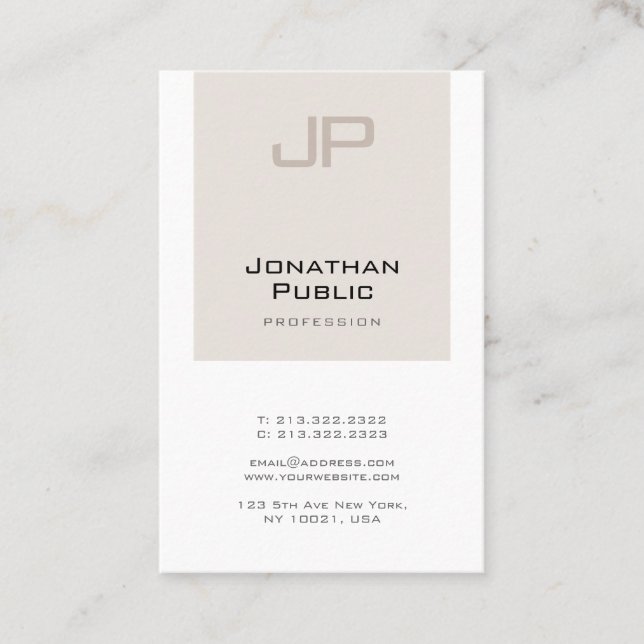 Tarjeta De Visita Diseño monograma elegante de moda Lujo sencillo (Anverso)