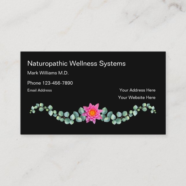Tarjeta De Visita Diseño natural del médico de Naturopathic (Anverso)