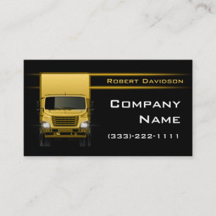 Tarjeta De Visita Diseño negro Camión amarillo Delantero Personaliza