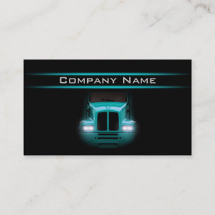 Tarjeta De Visita Diseño negro Cyan Truck Delantera Brillante Diseño