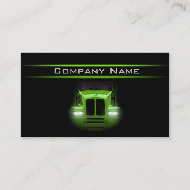 Tarjeta De Visita Diseño negro Diseño Green Truck Delantera Brillant (Anverso)