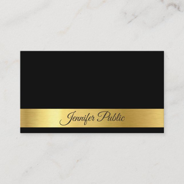 Tarjeta De Visita Diseño negro elegante moderno profesional del oro (Anverso)